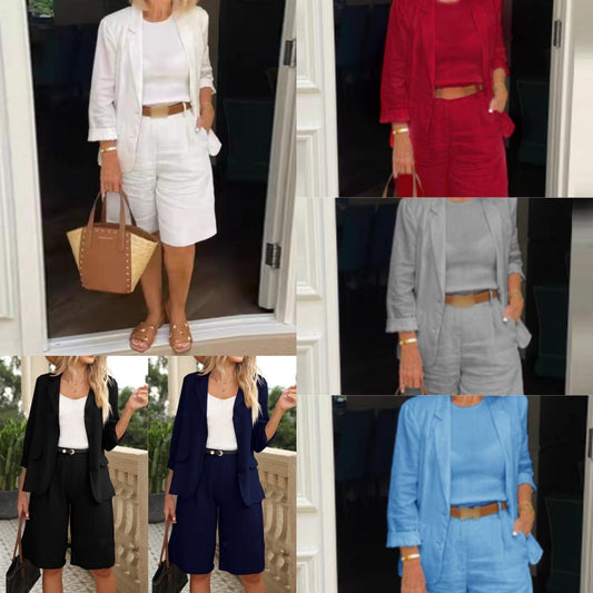✨👗 Conjunto Feminino 2 Peças Casual – Blusa Aberta + Bermuda Elegante Para Um Look Fresco e Sofisticado