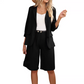 ✨👗 Conjunto Feminino 2 Peças Casual – Blusa Aberta + Bermuda Elegante Para Um Look Fresco e Sofisticado