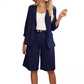 ✨👗 Conjunto Feminino 2 Peças Casual – Blusa Aberta + Bermuda Elegante Para Um Look Fresco e Sofisticado