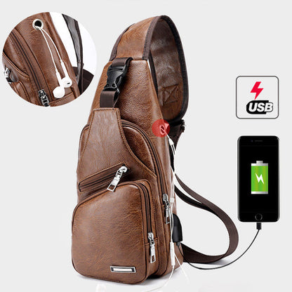👜Bolsa de Peito Masculina em Couro PU Premium – Estilo, Organização e Segurança para o Dia a Dia