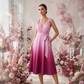 👗✨ Vestido Feminino Elegante com Decote em V e Efeito Degradê – Confortável, Sofisticado e com Bolsos Práticos