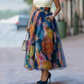 🌸✨ Saia Midi Feminina de Tule Floral – Elegância Romântica com Estampa em Aquarela