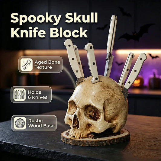 💀🔪 Suporte Para Facas em Formato de Crânio – Decoração Criativa e Organização Estilosa Para Sua Cozinha