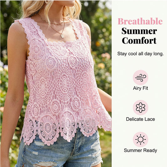 🌸👚 Blusa Feminina de Renda Crochê Sem Mangas – Elegância, Frescor e Estilo Sofisticado Para o Verão