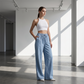 ✨👖 Calça Feminina Casual de Perna Reta – Cintura Alta, Confortável e Elegante Para Todos os Momentos
