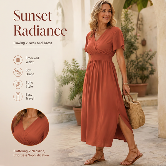 ✨ Vestido Longo Feminino de Verão com Decote em V e Fenda Lateral – Elegância, Leveza e Conforto em Todos os Momentos