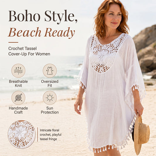 🌊✨ Saída de Praia Feminina de Crochê com Franjas – Estilo boho, leve e perfeita para o verão  ✔ Versão 2 (dor + solução)