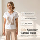 🎉 POR TEMPO LIMITADO, 50% DE DESCONTO! 🌸 Conjunto casual de duas peças para mulher: t-shirt com decote em V e calças cropped – Modelagem descontraída e tecido premium que não irrita a pele ✨