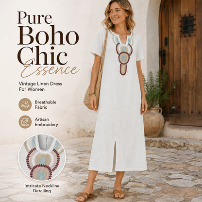 🌸👗 Vestido Maxi Bordado Feminino com Fenda Frontal – Elegância, leveza e movimento para todos os momentos