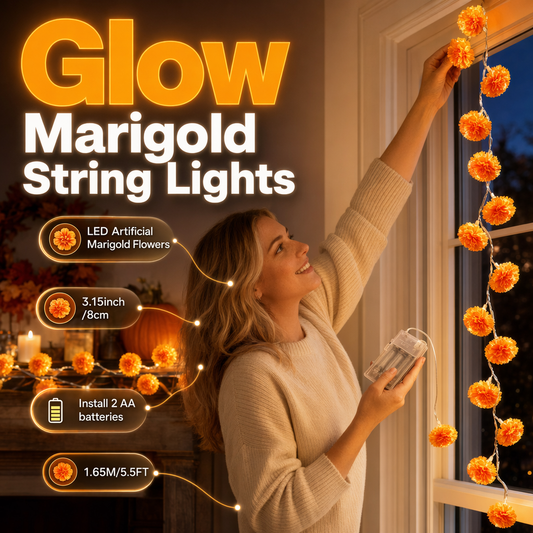 🎃✨ Luzes LED Decorativas em Formato de Calêndula – Decoração Aconchegante Para Halloween, Outono e Festas