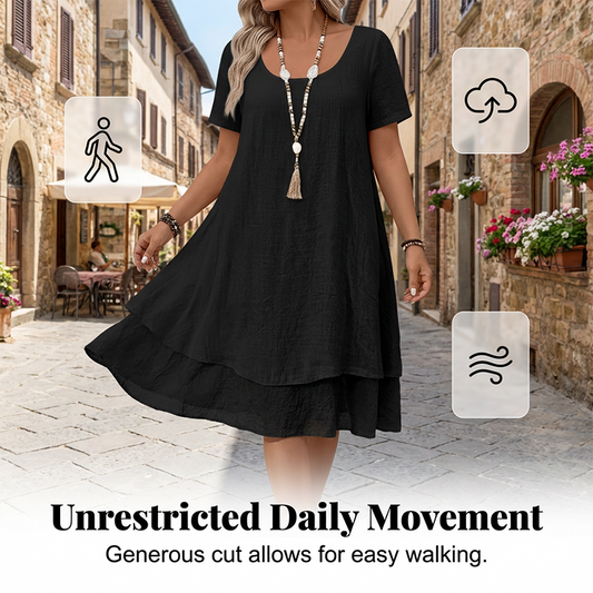 🌞❤️LAST DAY SALE 50% OFF⚡50K+ SOLD💕👗Loose Fit Short Sleeve Dress｜Women Casual Breathable Summer Sundress🏖️