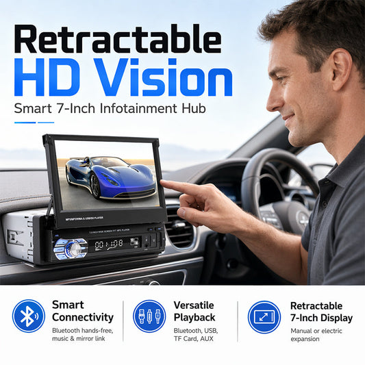 🚗✨ Central Multimídia Retrátil 7" para Carro – Navegação, Bluetooth e entretenimento completo na estrada