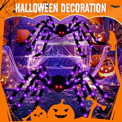 🕷️🎃 Aranha Gigante de Halloween com Teia Iluminada – Decoração assustadora para transformar sua casa