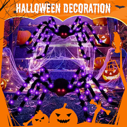 🕷️🎃 Aranha Gigante de Halloween com Teia Iluminada – Decoração assustadora para transformar sua casa
