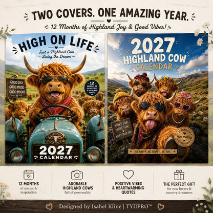 🐮✨ Calendário de Parede 2027 com Vacas Highland – 12 meses de charme, organização e decoração aconchegante para sua casa