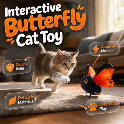 🐱🦋 Brinquedo Interativo para Gatos com Borboleta Automática – Diversão, exercício e estímulo ao instinto de caça