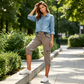 🔥✨ Calça Capri Cargo Feminina de Cintura Alta – Estilo moderno, conforto e bolsos funcionais para o dia a dia