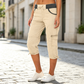 🔥✨ Calça Capri Cargo Feminina de Cintura Alta – Estilo moderno, conforto e bolsos funcionais para o dia a dia