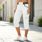 🔥✨ Calça Capri Cargo Feminina de Cintura Alta – Estilo moderno, conforto e bolsos funcionais para o dia a dia