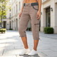🔥✨ Calça Capri Cargo Feminina de Cintura Alta – Estilo moderno, conforto e bolsos funcionais para o dia a dia