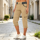 🔥✨ Calça Capri Cargo Feminina de Cintura Alta – Estilo moderno, conforto e bolsos funcionais para o dia a dia