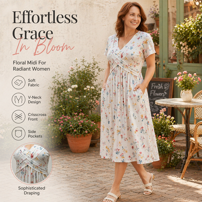 🌸✨ Vestido Floral Feminino com Decote em V – Elegância, conforto e caimento perfeito para qualquer ocasião
