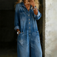 👖✨ Macacão Jeans Feminino de Pernas Largas – Estilo moderno, confortável e perfeito para qualquer ocasião