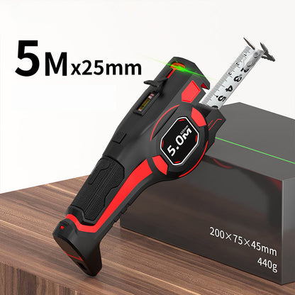 📏✨ Fita Métrica Laser 2 em 1 – Medições precisas com laser, nível e trava automática para qualquer projeto