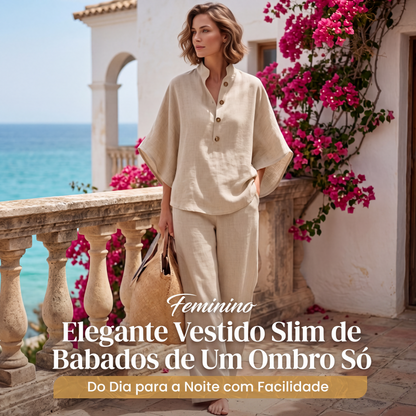 👗✨ Conjunto Feminino de Gola Alta e Calça Pantalona – Elegância, conforto e estilo sofisticado em um só look
