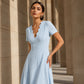 👗✨ Vestido Feminino com Decote em V e Ilhós – Elegância, sensualidade e estilo moderno para destacar sua beleza