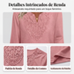 👚✨ Blusa Túnica Feminina com Gola V e Renda – Elegância, conforto e estilo sofisticado para todos os momentos
