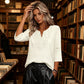 👚✨ Blusa Túnica Feminina com Gola V e Renda – Elegância, conforto e estilo sofisticado para todos os momentos