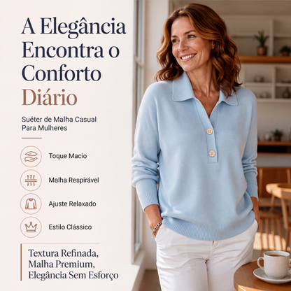 🧶✨ Suéter de Tricô Feminino Elegante com Gola – Conforto, sofisticação e estilo aconchegante para os dias frios