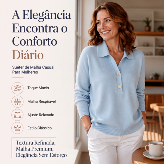 🧶✨ Suéter de Tricô Feminino Elegante com Gola – Conforto, sofisticação e estilo aconchegante para os dias frios