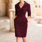👗✨ Vestido Tubinho Feminino Elegante – Silhueta modeladora, gola drapeada e charme sofisticado para qualquer ocasião