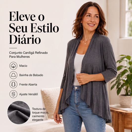🌸✨ Cardigan Feminino de Manga 3/4 – Leve, elegante e perfeito para completar qualquer look do dia a dia