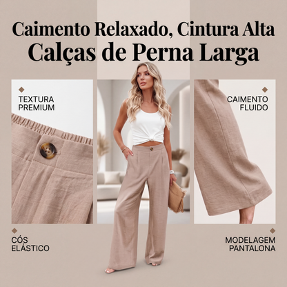 👖✨ Calça Feminina Pantalona de Cintura Alta – Elegância, conforto e pernas alongadas para todos os momentos