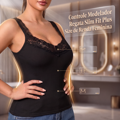✨👗 Regata Modeladora Feminina com Renda – Valorize suas curvas e conquiste uma silhueta elegante e confortável