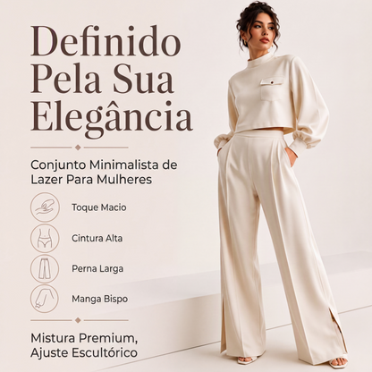 👚✨ Conjunto Feminino Cropped + Calça de Perna Larga – Estilo moderno, caimento confortável e visual elegante