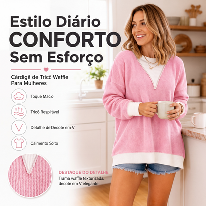 👚✨ Blusa Feminina Casual Gola Careta com Blocos de Cores – Estilo Moderno e Conforto para o Dia a Dia