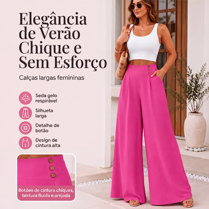 👖✨ Calça Feminina Fluida de Perna Larga – Conforto, Leveza e Elegância para o Dia a Dia