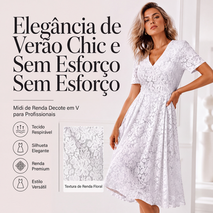 👗✨ Vestido Feminino Elegante de Renda com Decote em V – Sofisticação, Feminilidade e Conforto