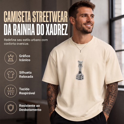 ♟️👕 Camiseta Masculina Estampa Rainha do Xadrez – Estilo Marcante, Conforto Respirável e Caimento Casual