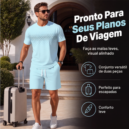 👕☀️ Conjunto Masculino de 2 Peças – Camiseta + Shorts Respirável, Leve e Perfeito para o Verão
