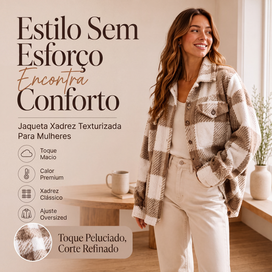 🧥✨ Jaqueta Xadrez Feminina com Botões – Conforto, estilo casual e praticidade para o dia a dia
