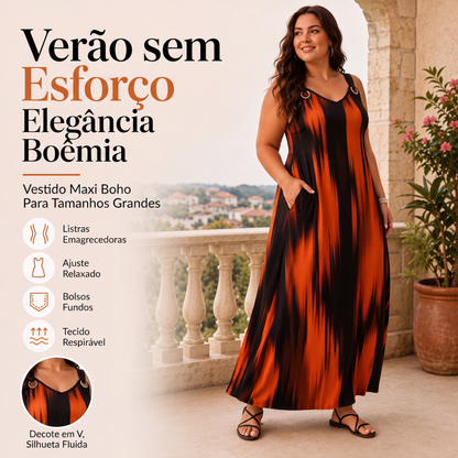 👗✨ Vestido Listrado Feminino Plus Size Sem Mangas – Conforto, caimento elegante e estilo para o dia a dia