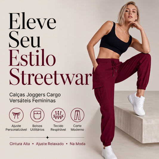 👖✨ Calça Cargo Feminina Casual com Cordão na Cintura – Conforto, praticidade e estilo moderno para o dia a dia