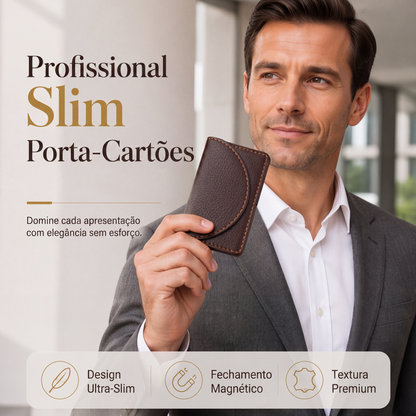 💼✨ Porta-Cartões Masculino de Couro PU – Elegante, compacto e com acesso magnético rápido para seus cartões