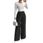 👖✨ Calça Feminina de Cintura Alta e Perna Larga – Silhueta alongada, caimento fluido e conforto para o dia todo