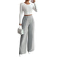 👖✨ Calça Feminina de Cintura Alta e Perna Larga – Silhueta alongada, caimento fluido e conforto para o dia todo